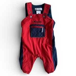 Columbia Insulated Snow Bib Overalls Cozy Fleece Warm Winter Red Navy 12 Months